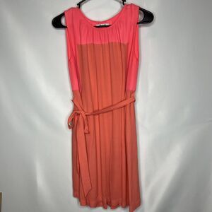 Madewell Women's Small Dress Orange Pink Sleeveless Viscose Belted Pockets